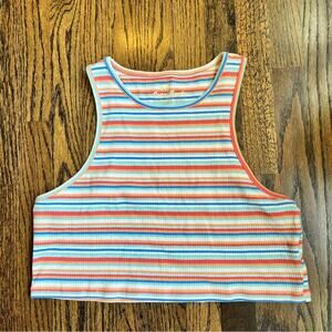 American Eagle Striped Cropped Tank Top Size XXL Summer Vacation Colorful